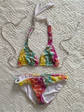 Rainbow Polka Dot Two-Piece Swim Set - Multicolor